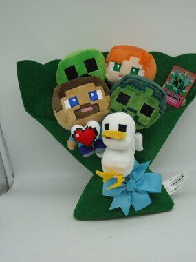 Ruz Minecraft Bouquet Of 4 Plush Toys Steve Alex Zombie Chicken 2026 Mojang